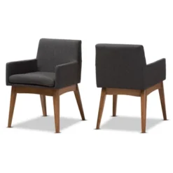 Set Of 2 Nexus Mid Century Modern Walnut Wood Fabric Upholstered Dining Armchair - Baxton Studio -Baxton Studio GUEST 712b4196 bc1c 4749 92be ad45aa70a5d3