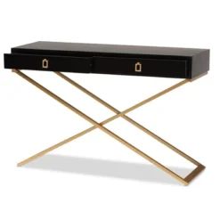 Madan Wood And Metal 2 Drawer Console Table Black/Gold - Baxton Studio -Baxton Studio GUEST 7214ad75 4265 4b4c 9f54 d4fac9fd85aa
