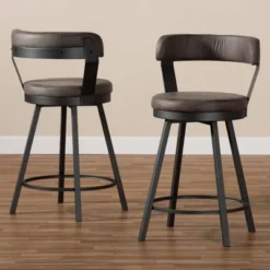 Set Of 2 Arcene Faux Leather Upholstered Pub Counter Height Barstools Gray/Black - Baxton Studio 12 Set Of 2 Arcene Faux Leather Upholstered Pub Counter Height Barstools Gray/Black - Baxton Studio -Baxton Studio GUEST 72cd1ec1 b842 4071 b573 89e9bfd45e2e