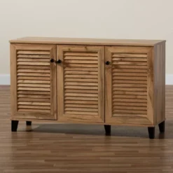Coolidge Wood 3 Door Storage Cabinet Oak Brown - Baxton Studio -Baxton Studio GUEST 72f15720 705a 4881 bb49 b13b8b79a515