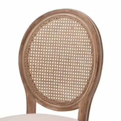 Set Of 2 Louis Fabric Upholstered With Rattan And Wood Dining Chairs Beige/Brown - Baxton Studio -Baxton Studio GUEST 7378d1f3 5dc2 4336 940f ff3b2954e664