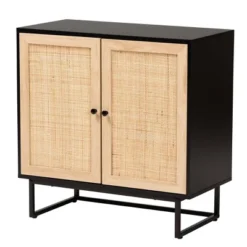 Declan Wood And Natural Rattan 2 Door Storage Cabinet Espresso Brown/Black - Baxton Studio -Baxton Studio GUEST 73a31e57 ac5e 4ebe ab7c f5256ee1b3ff