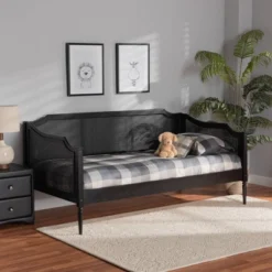 Twin Hancock Wood And Synthetic Rattan Daybed Charcoal - Baxton Studio -Baxton Studio GUEST 73c3d7c7 fe3d 4617 a6ce 9c466f51b0d3