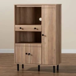 Patterson 1 Drawer Kitchen Storage Cabinet Walnut - Baxton Studio -Baxton Studio GUEST 73c8ff51 3836 40b6 89e8 7893f0f0673d