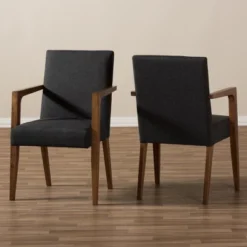 Set Of 2 Andrea Mid - Century Modern Upholstered Wooden Armchair - Dark Gray - Baxton Studio -Baxton Studio GUEST 7426e2b5 74d8 4c70 8eb6 e53a56728fed