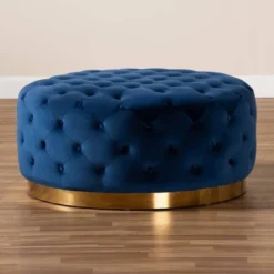 Sasha Velvet Upholstered Cocktail Ottoman Royal Blue/Gold - Baxton Studio -Baxton Studio GUEST 74356261 fb0c 422f 83dc 7421c3797380
