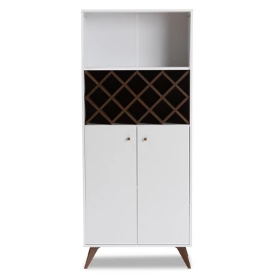 Baxton Studio Serafino And Walnut Finished Wood Wine Cabinet White/Brown - BaxtonStudio 9 Baxton Studio Serafino And Walnut Finished Wood Wine Cabinet White/Brown - BaxtonStudio - Image 7