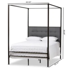 Queen Eleanor Vintage Industrial Finished Metal Canopy Bed Black - Baxton Studio -Baxton Studio GUEST 754e49e8 b7ff 4f04 9c09 b6dbd8d6bd82