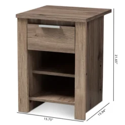 Laverne Modern And Contemporary Oak Finished 1 Drawer Nightstand Brown - Baxton Studio -Baxton Studio GUEST 75929a2d 25d5 4208 90fd bb6ab0a158ad
