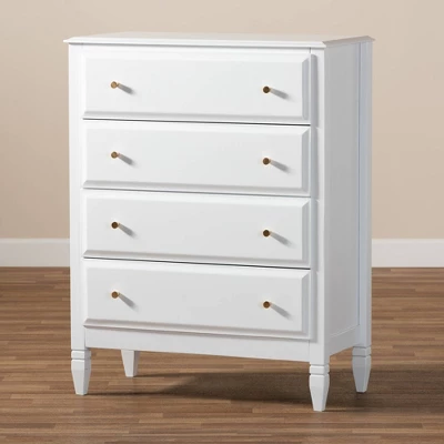 4 Drawer Naomi Wood Bedroom Chest White/Gold - Baxton Studio 9 4 Drawer Naomi Wood Bedroom Chest White/Gold - Baxton Studio - Image 7