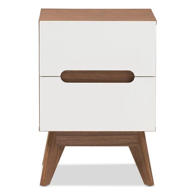 Calypso Mid - Century Modern Wood 3 - Drawer Storage Nightstand - Brown - Baxton Studio 4 Calypso Mid - Century Modern Wood 3 - Drawer Storage Nightstand - Brown - Baxton Studio - Image 2