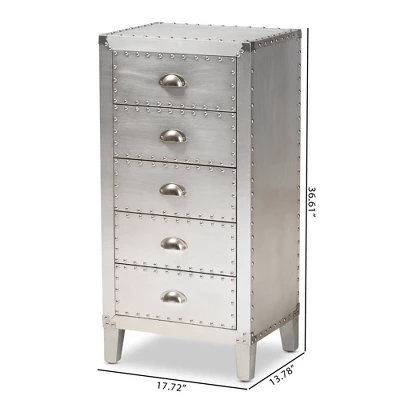 Carrel Metal 5 Drawer Accent Chest Silver - Baxton Studio 10 Carrel Metal 5 Drawer Accent Chest Silver - Baxton Studio - Image 8
