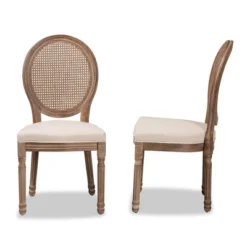 Set Of 2 Louis Fabric Upholstered With Rattan And Wood Dining Chairs Beige/Brown - Baxton Studio -Baxton Studio GUEST 767533fb a35a 4c1a bc95 d088344f5f56