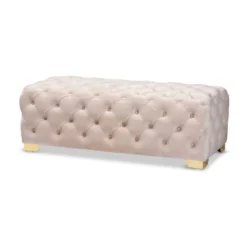 Avara Velvet Button Tufted Bench Ottoman - Baxton Studio -Baxton Studio GUEST 77728033 9671 41c2 af66 bae7a9557f9a