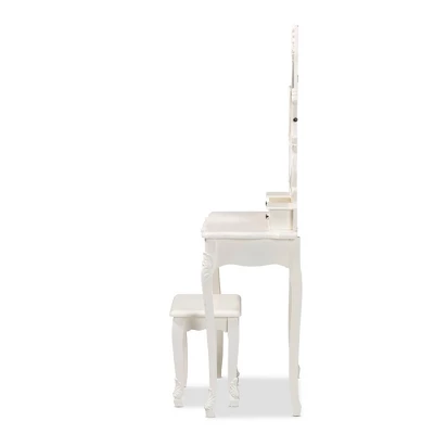 2pc Macsen Wood Vanity Set With Adjustable Mirror White - Baxton Studio 6 2pc Macsen Wood Vanity Set With Adjustable Mirror White - Baxton Studio - Image 4