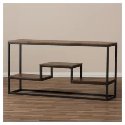 Doreen Rustic Industrial Style Antique Textured Finished Metal Distressed Wood Console Table - Black - Baxton Studio -Baxton Studio GUEST 77c6406b b14e 494e 8aa1 d94d8892529b
