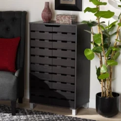 2 Door Ernest Brown Wood Shoe Storage Cabinet Dark Brown - Baxton Studio -Baxton Studio GUEST 77f0cfa4 470e 4590 b737 230327cd1bb6