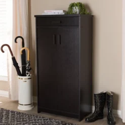 Bienna Modern And Contemporary Finished Shoe Cabinet Dark Brown - Baxton Studio -Baxton Studio GUEST 78178a4c f5c0 4d3a a243 efa028399c1f