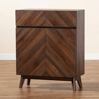 Hartman Wood Shoe Cabinet Walnut Brown - Baxton Studio 6 Hartman Wood Shoe Cabinet Walnut Brown - Baxton Studio - Image 4