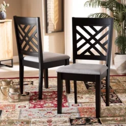2pc Caron Upholstered Wood Dining Chair Set - Baxton Studio -Baxton Studio GUEST 78ba89c3 511c 48bf a424 c916056cfb57