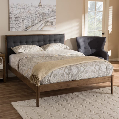 Jupiter Mid Tufted Platform Bed Gray - Baxton Studio 5 Jupiter Mid Tufted Platform Bed Gray - Baxton Studio - Image 3