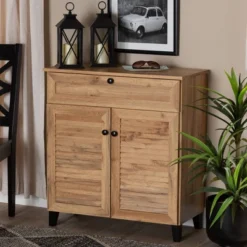 Coolidge Wood 1 Drawer Storage Cabinet Oak Brown - Baxton Studio -Baxton Studio GUEST 79428796 1e6d 4bf3 bd74 96b434d3a55e
