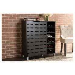 Shirley Modern And Contemporary Wood 2-Door Shoe Cabinet With Open Shelves - Dark Brown - Baxton Studio 10 Shirley Modern And Contemporary Wood 2-Door Shoe Cabinet With Open Shelves - Dark Brown - Baxton Studio -Baxton Studio GUEST 799a9a0d 9655 4a2f 8826 1730bf5b00a4