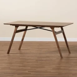 Saxton Wood Dining Table Walnut Brown/Black - Baxton Studio -Baxton Studio GUEST 79d98bd1 d816 4b45 bc33 cba6dfd346be