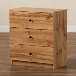 Decon Wood 3 Drawer Storage Chest Oak Brown - Baxton Studio -Baxton Studio GUEST 7a254a22 0b34 431a b924 bca364fadeb5