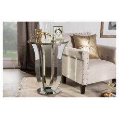 Kylie Modern And Contemporary Hollywood Regency Glamour Style Mirrored Accent Side Table - Silver - Baxton Studio -Baxton Studio GUEST 7a408dfe f981 4cbb 876f 3120620baa7b