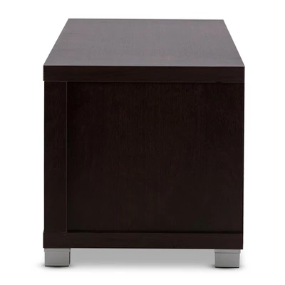 Gerhardine Wood 3 Drawer TV Stand For TVs Up To 62" Dark Brown - Baxton Studio 4 Gerhardine Wood 3 Drawer TV Stand For TVs Up To 62" Dark Brown - Baxton Studio - Image 2