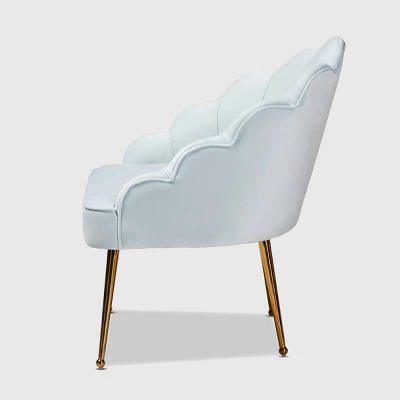 Cinzia Velvet Upholstered Seashell Shaped Accent Chair - Baxton Studio 4 Cinzia Velvet Upholstered Seashell Shaped Accent Chair - Baxton Studio - Image 2