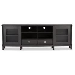 Walda Wood Cabinet With 2 Sliding Doors And 2 Drawers TV Stand For TVs Up To 70" Dark Brown - Baxton Studio -Baxton Studio GUEST 7ae38445 a5df 464e bdc5 a42ccd596cc1