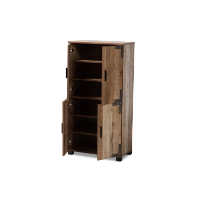4 Door Cyrille Wood Shoe Cabinet Brown - Baxton Studio 3 4 Door Cyrille Wood Shoe Cabinet Brown - Baxton Studio