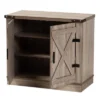 Wayne Farmhouse Wood 2 Doors Shoe Storage Cabinet Oak Brown - Baxton Studio