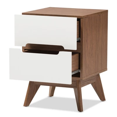 Calypso Mid - Century Modern Wood 3 - Drawer Storage Nightstand - Brown - Baxton Studio 3 Calypso Mid - Century Modern Wood 3 - Drawer Storage Nightstand - Brown - Baxton Studio