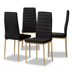 4pc Armand Velvet Fabric Upholstered And Metal Dining Chair Set - Baxton Studio -Baxton Studio GUEST 7b45efd5 4a4d 47d2 938a 67be32c8539e