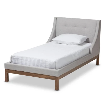 Louvain Modern And Contemporary Fabric Upholstered Walnut - Finished Platform Bed Grayish Beige - Baxton Studio 10 Louvain Modern And Contemporary Fabric Upholstered Walnut - Finished Platform Bed Grayish Beige - Baxton Studio - Image 8