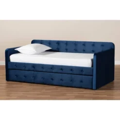 Jona Velvet Fabric Upholstered And Button Tufted Daybed With Trundle - Baxton Studio -Baxton Studio GUEST 7d5ba370 1240 4f63 a898 3b915f2d01aa