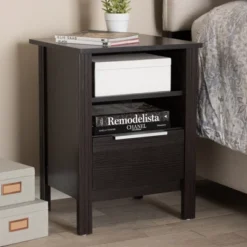 Hamish Modern And Contemporary Finished 1 Drawer Nightstand Dark Brown - Baxton Studio -Baxton Studio GUEST 7dfa2578 7446 4122 8828 5e722fff87bc