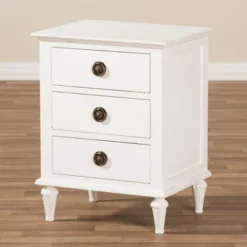 Venezia French - Inspired Rustic Washed Wood 3 - Drawer Nightstand - White - Baxton Studio 16 Venezia French - Inspired Rustic Washed Wood 3 - Drawer Nightstand - White - Baxton Studio -Baxton Studio GUEST 7e1303eb d199 44d3 82c2 9083aa416959