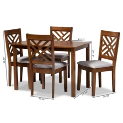 5pc Caron Fabric Upholstered Wood Dining Set Gray/Walnut - Baxton Studio -Baxton Studio GUEST 7e410179 8028 4920 9f67 3cfc55a39699