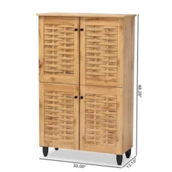 Winda Wood 4 Door Shoe Storage Cabinet Oak Brown/Black - Baxton Studio -Baxton Studio GUEST 7ea9425f 277a 4ee9 ba65 e5025f42a737