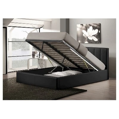 Queen Templemore Black Leather Contemporary Bed - Baxton Studio 6 Queen Templemore Black Leather Contemporary Bed - Baxton Studio - Image 4