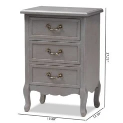 3 Drawer Capucine Finished Wood Nightstand Gray - Baxton Studio -Baxton Studio GUEST 7eee3b7b c8b8 4a24 9ebe 103bb324c683