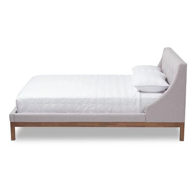 Louvain Modern And Contemporary Fabric Upholstered Walnut - Finished Platform Bed Grayish Beige - Baxton Studio 3 Louvain Modern And Contemporary Fabric Upholstered Walnut - Finished Platform Bed Grayish Beige - Baxton Studio