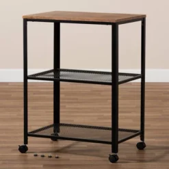 Verna Metal And Wood Kitchen Serving Cart Oak Brown/Black - Baxton Studio 11 Verna Metal And Wood Kitchen Serving Cart Oak Brown/Black - Baxton Studio -Baxton Studio GUEST 7fd54257 9a00 4696 9a50 4343d5962208