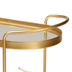 Kamal Glam Brushed Metal And Mirrored Glass 2 Tier Mobile Wine Bar Cart Gold - Baxton Studio -Baxton Studio GUEST 7fdb4788 9cc6 44ae 9d85 7ff4ff08d113