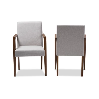 Set Of 2 Andrea Mid - Century Modern Upholstered Wooden Armchair - Grayish Beige - Baxton Studio 3 Set Of 2 Andrea Mid - Century Modern Upholstered Wooden Armchair - Grayish Beige - Baxton Studio