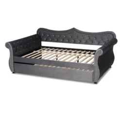 Abbie Velvet Fabric Upholstered Crystal Tufted Daybed With Trundle - Baxton Studio -Baxton Studio GUEST 808f0858 a322 41b4 adf7 c67a9bd836db